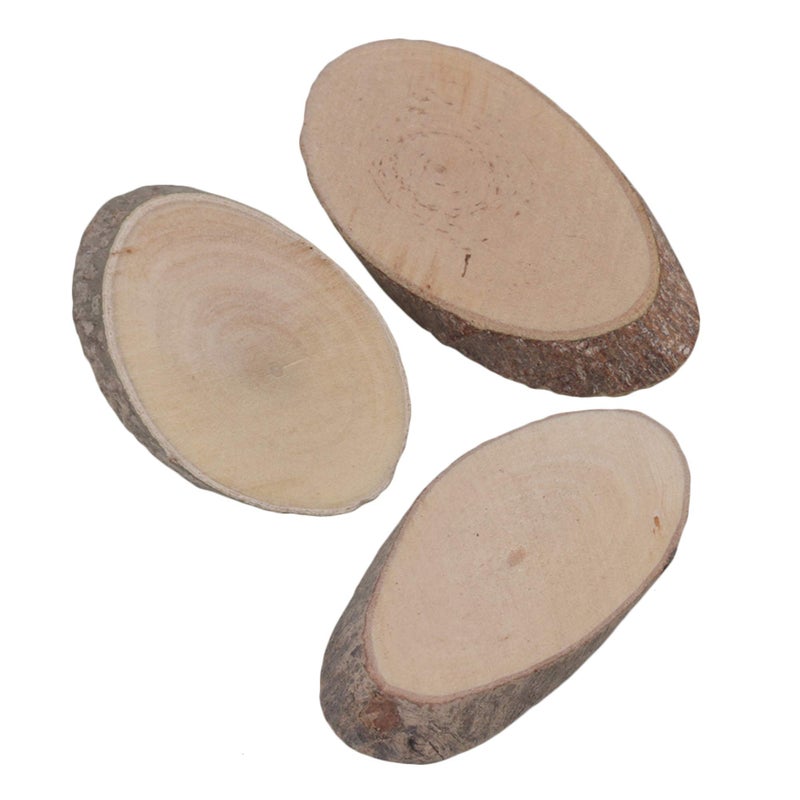 RDEXP Mini 1.57x0.78x0.2inch Natural Pine Wood Oval Shaped Discs Tree Bark Wooden Circles for DIY Crafts Pack of 100 - Image 2
